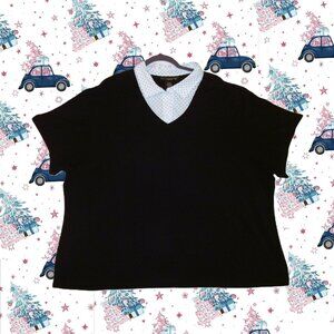 UEC Women's 26/28 Venezia Black & White Shirt Collared Shirt